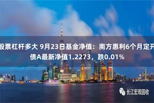 股票杠杆多大 9月23日基金净值：南方惠利6个月定开债A最新净值1.2273，跌0.01%